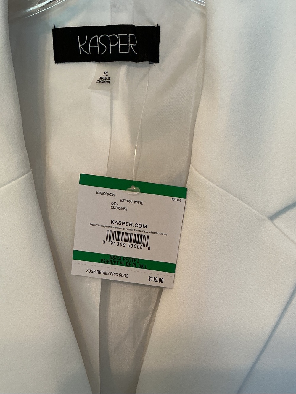 Kasper Women's White Single-Button Tailored Blazer - Picture 4 of 4